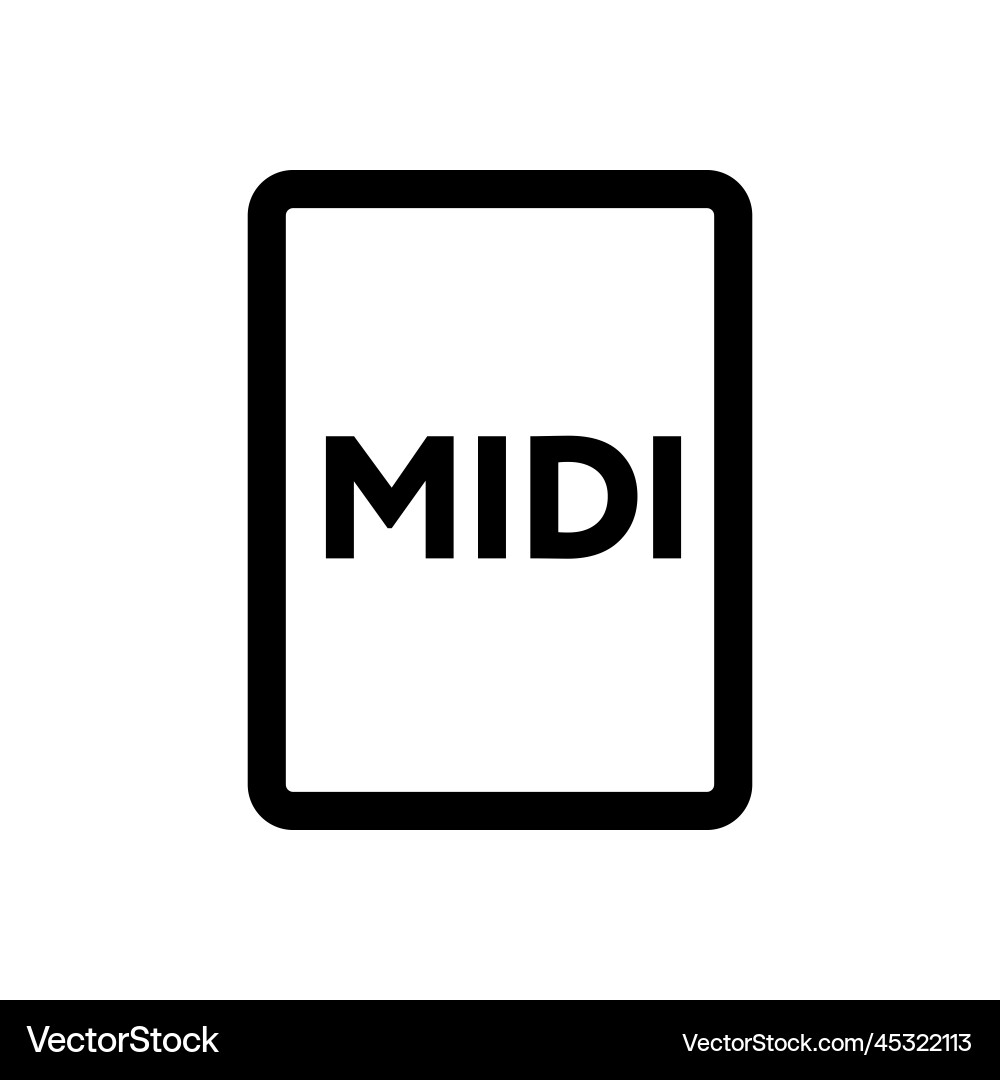 Midi file icon line isolated on white background Midi file icon line isolated on white background vector image