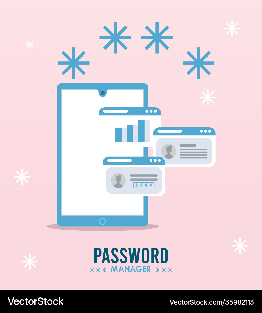 Password manager theme with webpage templates Password manager theme with webpage templates vector image