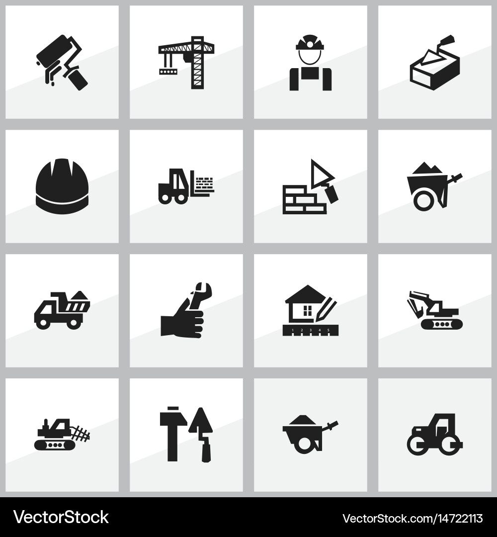 Set of 16 editable building icons includes vector image