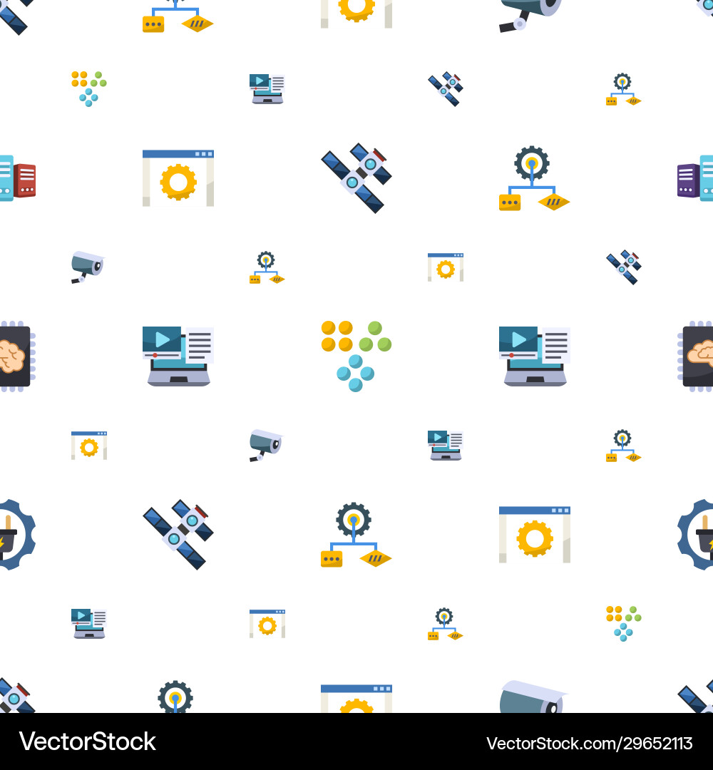 System icons pattern seamless included editable System icons pattern seamless included editable vector image