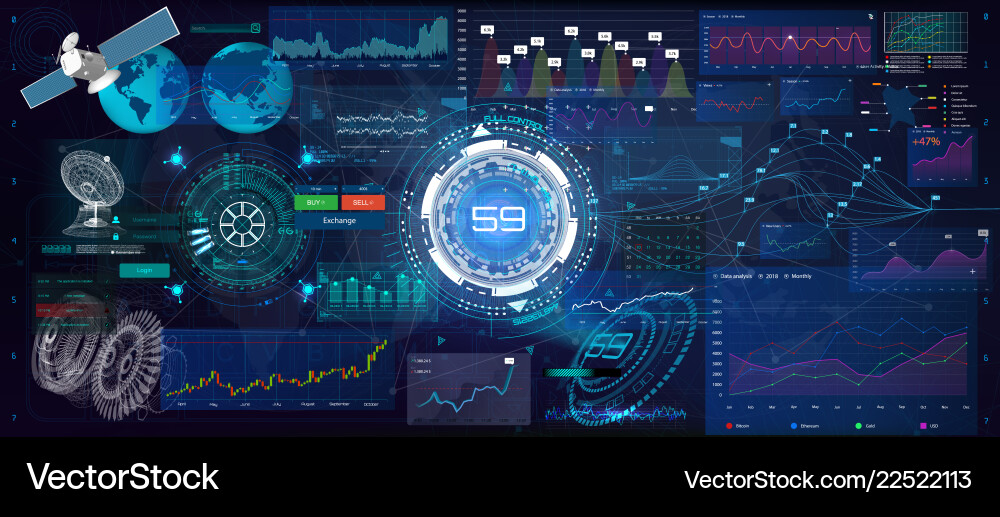 Technology Data Charts & Interface vector image