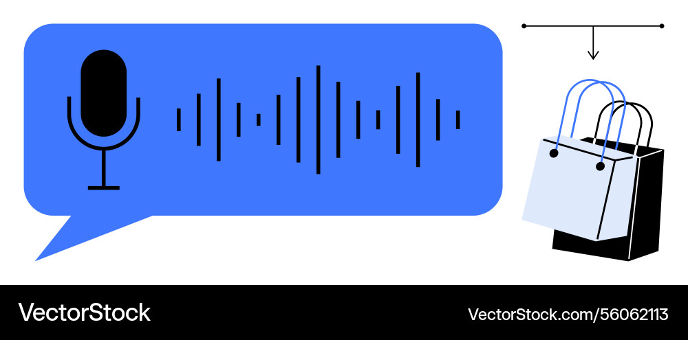 Voice command shopping concept with speech Voice command shopping concept with speech vector image