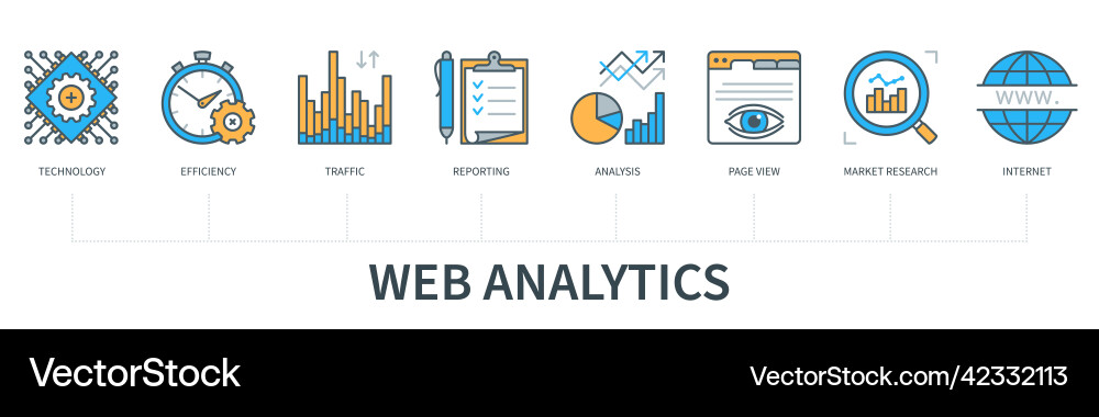 Web analytics infographics in minimal flat line Web analytics infographics in minimal flat line vector image