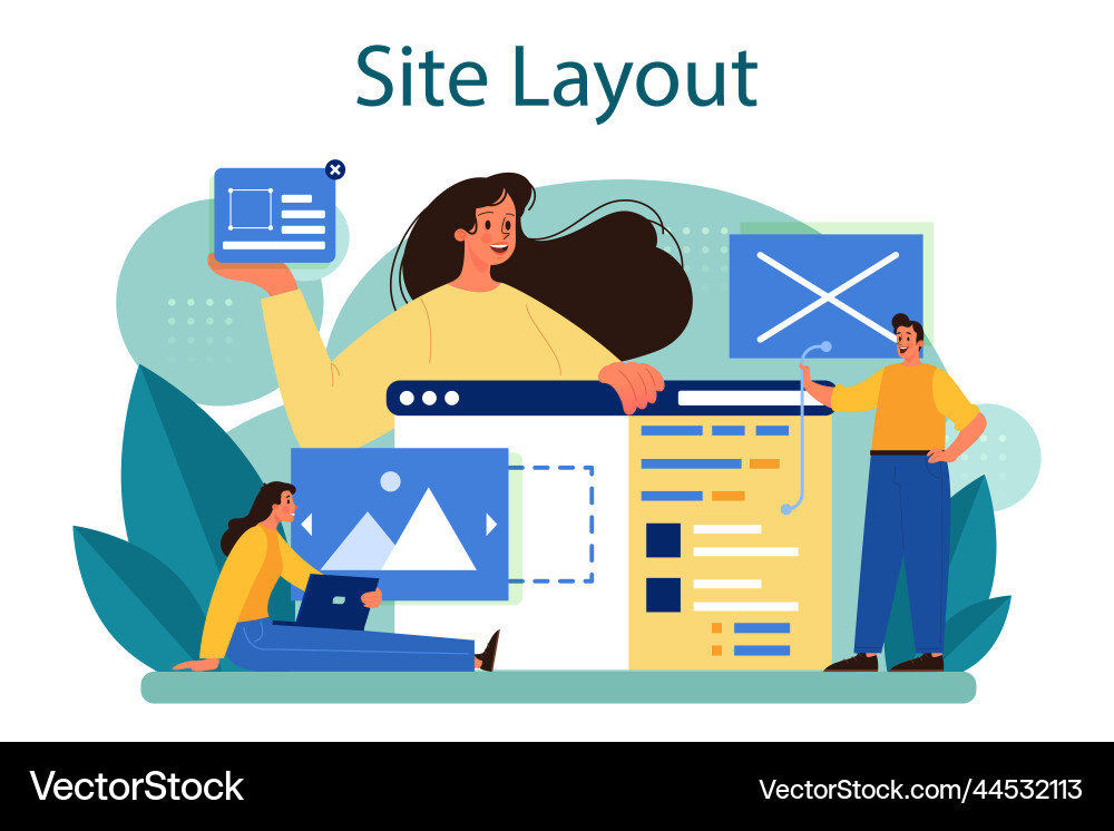 Website layout concept web development mobile app Website layout concept web development mobile app vector image