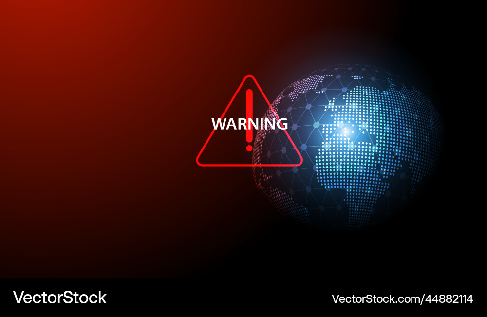 Abstract red warning symbol on world map Vector Image