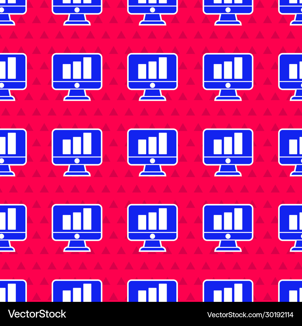 Blue computer monitor with graph chart icon Blue computer monitor with graph chart icon vector image