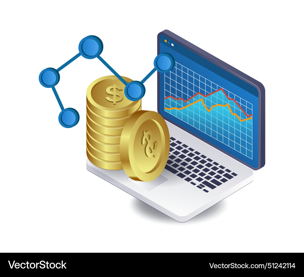 Computer analysis of business development Computer analysis of business development vector image