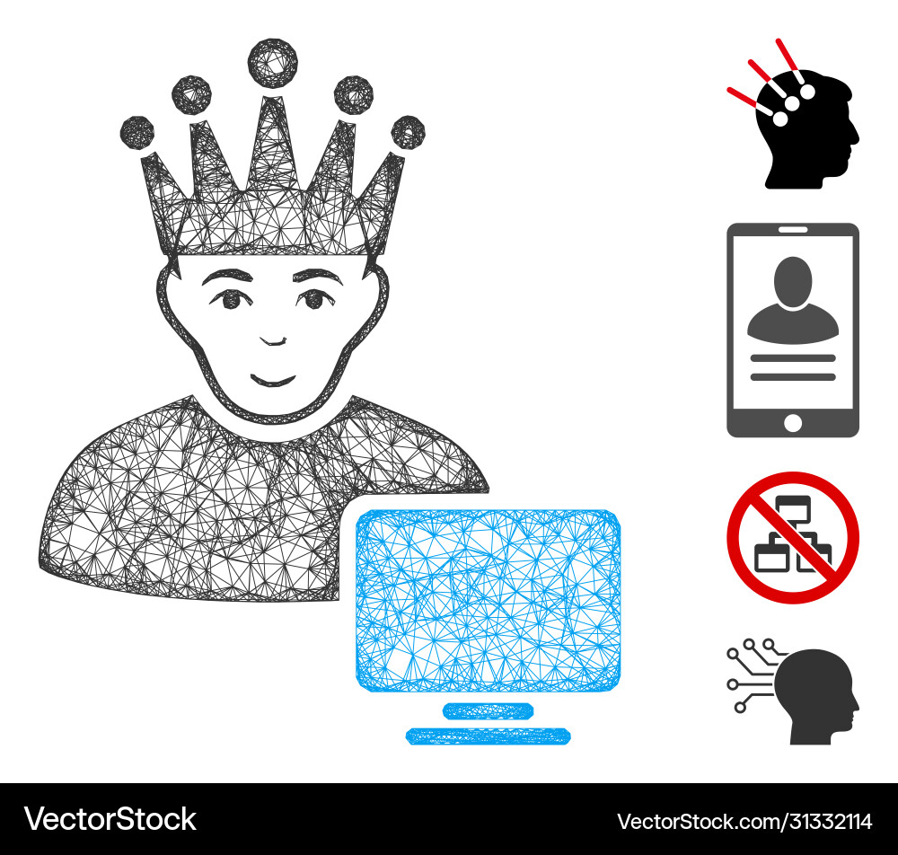 Computer moderator web mesh Computer moderator web mesh Vector Image