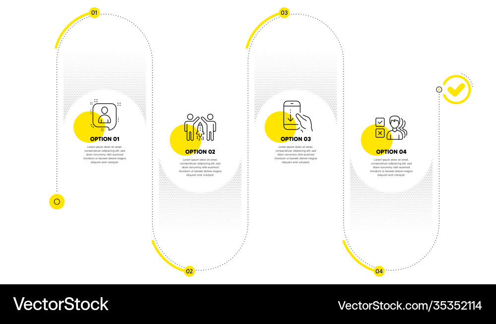 Developers chat scroll down and partnership icons vector image