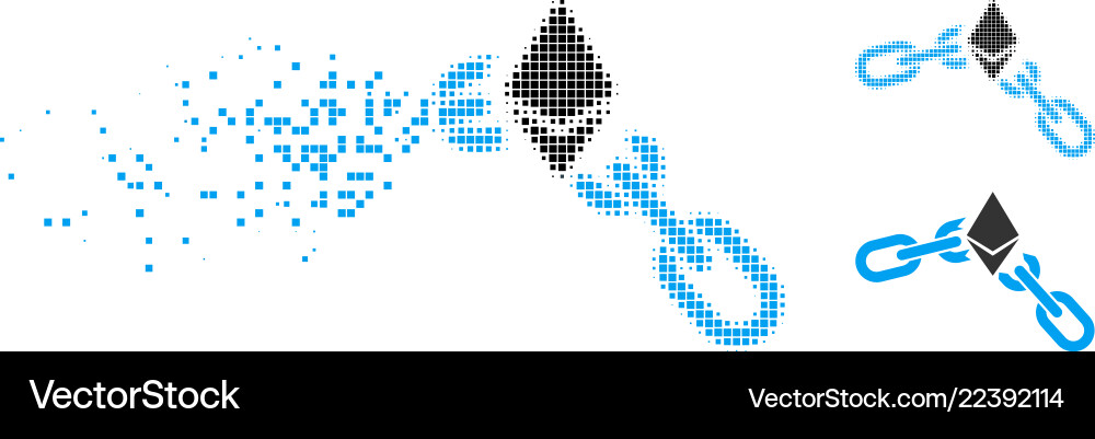 Dissiped Dot Halftone Ethereum gebrochene Kettensymbol Dissiped Dot Halftone Ethereum gebrochene Kettensymbol vektorbild
