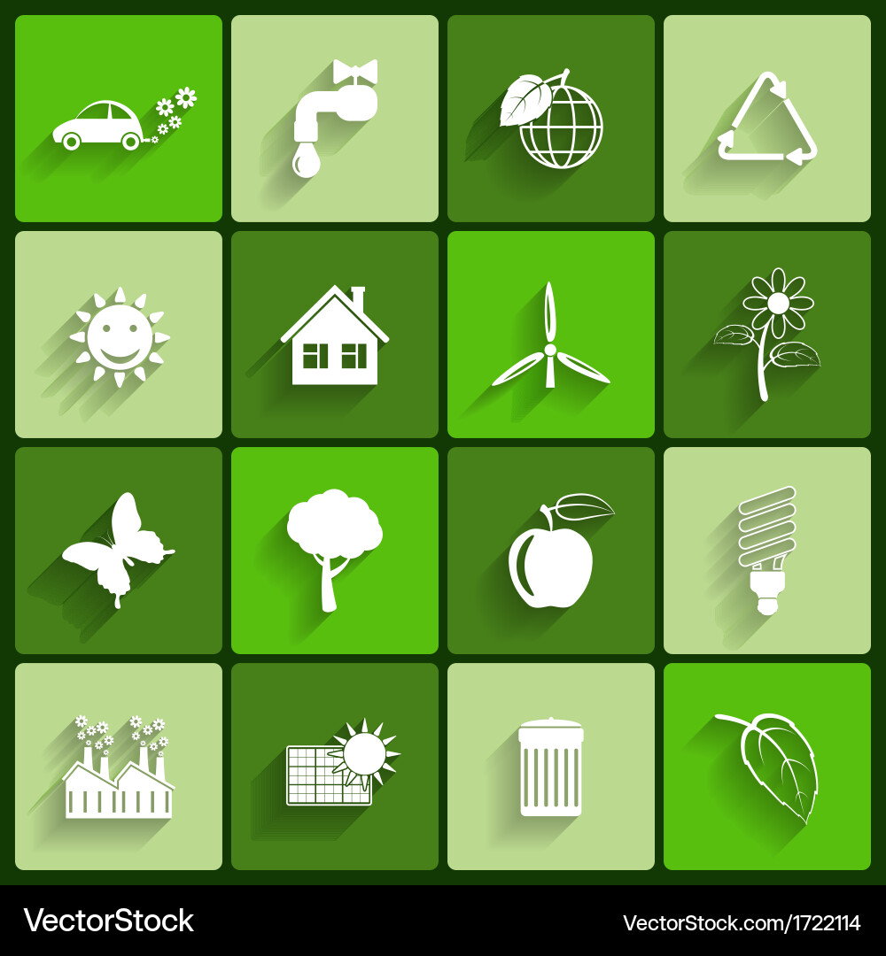 Ecology flat icons set Royalty Free Vector Image