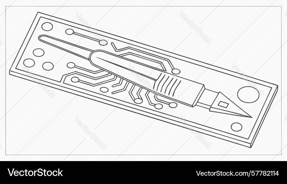Electronic component on circuit board vector image