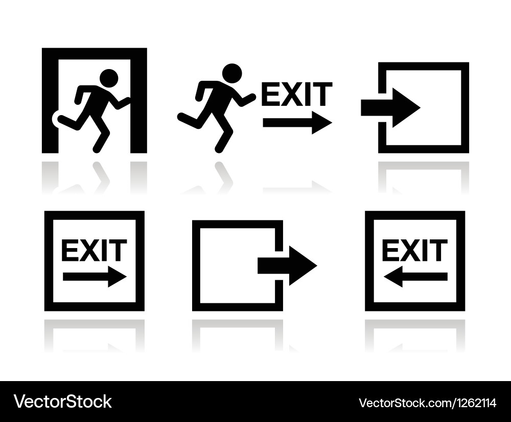 Emergency exit icons set