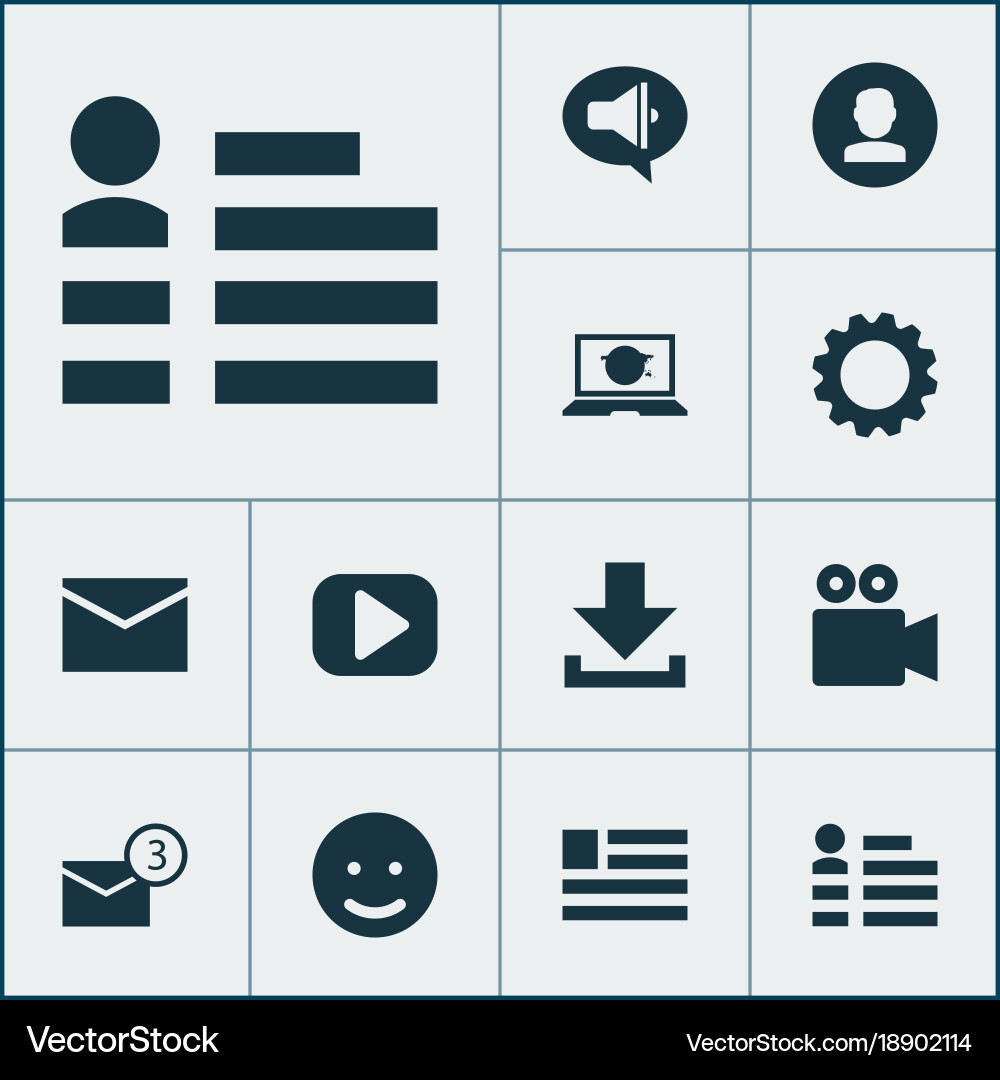 Internet icons set with picture personal data Vector Image