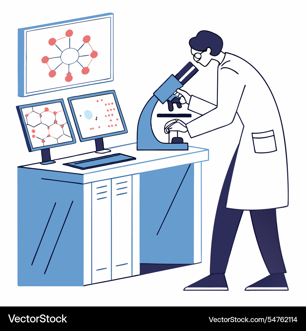 Isometric of a scientist working in lab Vector Image