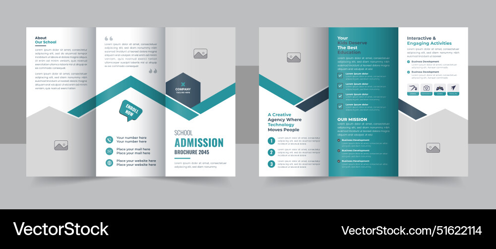 Kids back to school admission trifold brochure Kids back to school admission trifold brochure Vector Image
