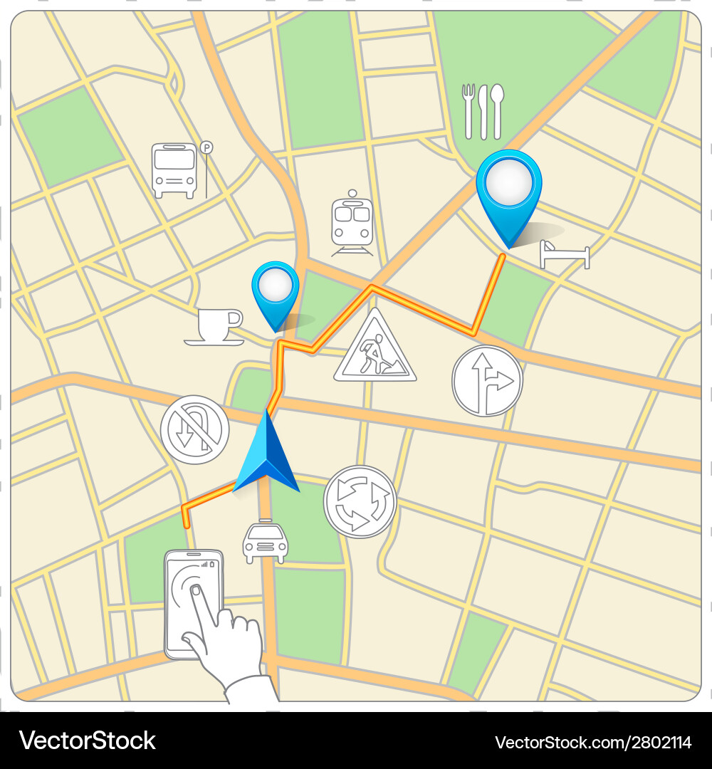 Mobile Street Navigation Map vector image