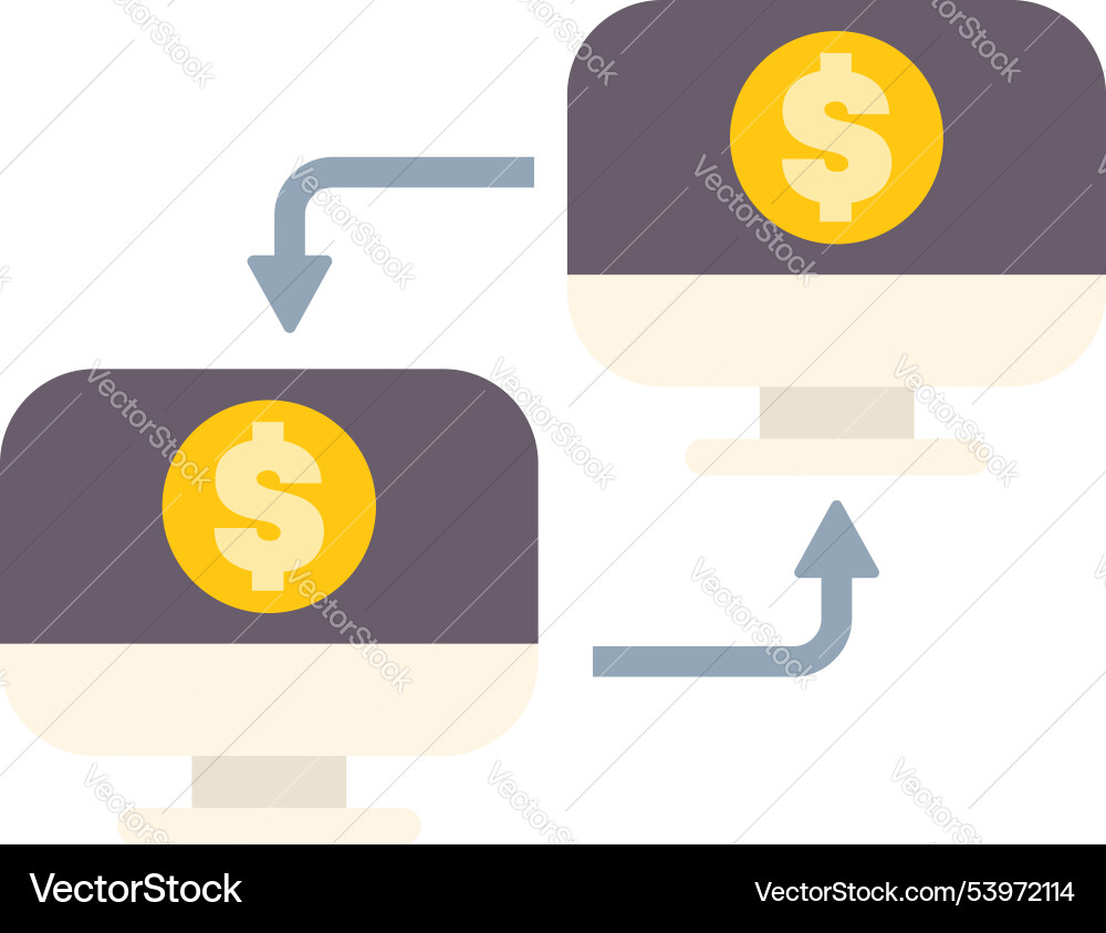 Money transferring between two computers using Money transferring between two computers using vector image