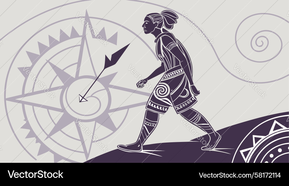 Native Path Finder with Compass Vector Image