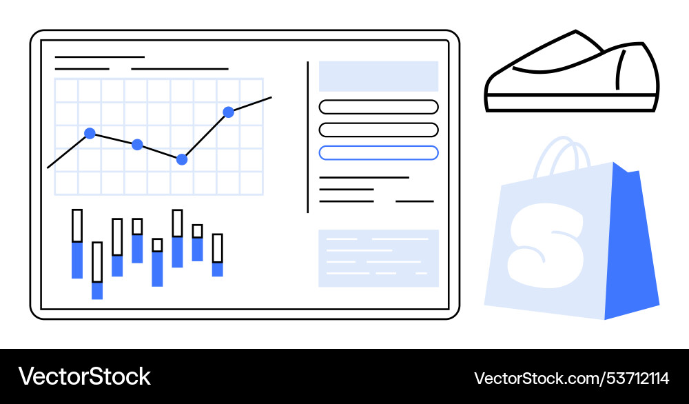 Online shopping analytics dashboard with graphs Vector Image
