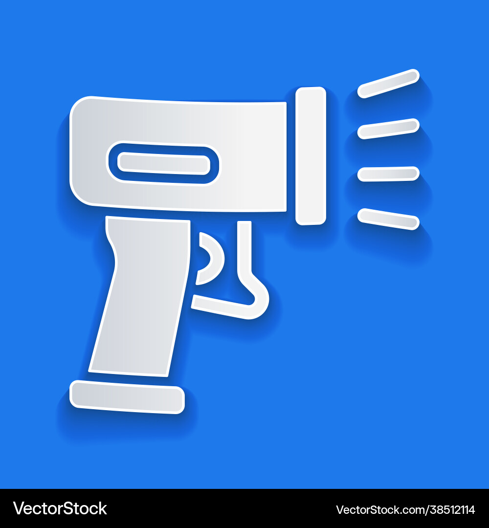 Paper cut scanner scanning bar code icon isolated Paper cut scanner scanning bar code icon isolated vector image