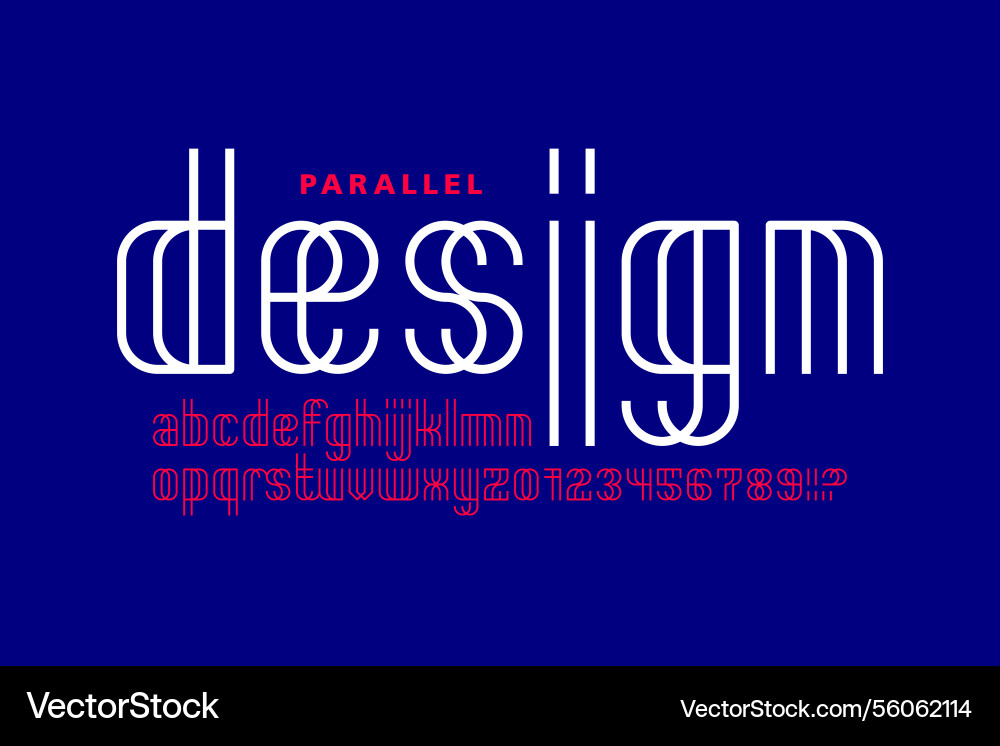 Parallel lines font alphabet letters design Vector Image