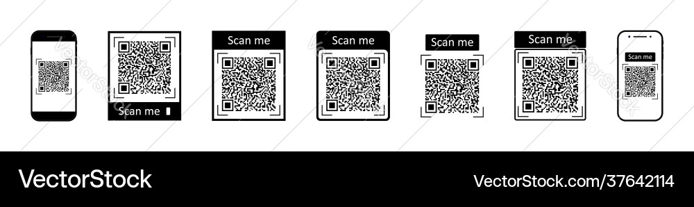Qr code for scan with mobile icons barcode vector image