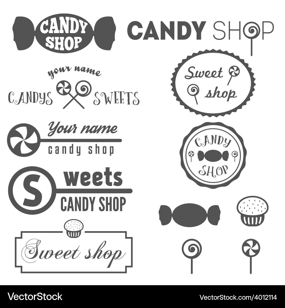 Retro Candy & Sweet Shop Elements Vector Image