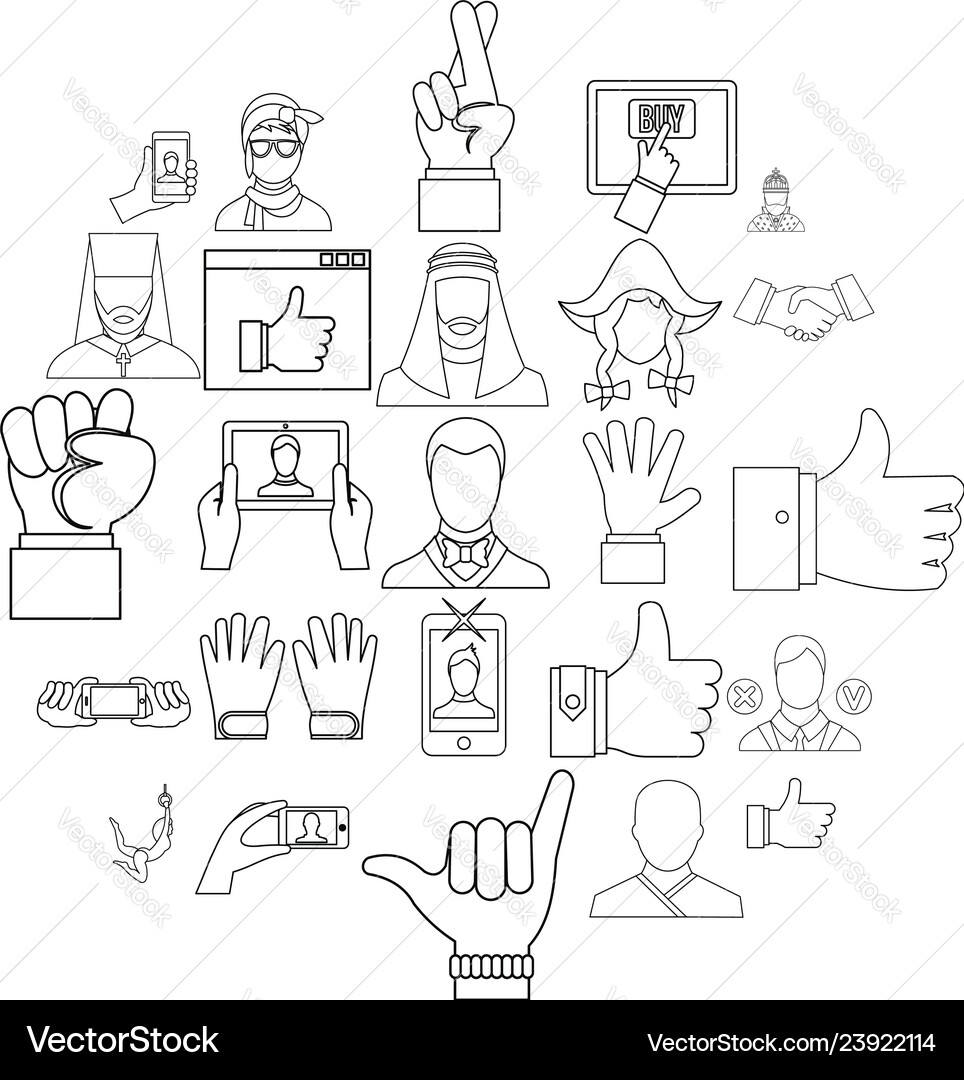 Sentiment icons set outline style Sentiment icons set outline style vector image