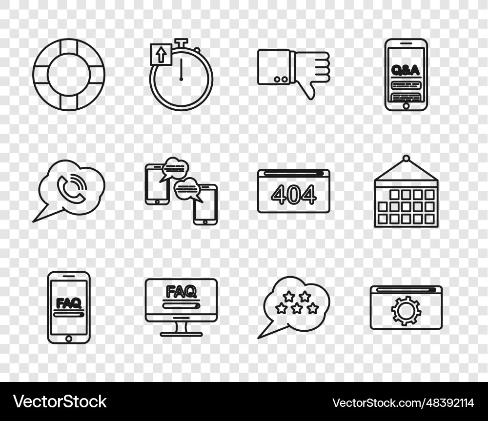 Set line mobile with faq information setting Set line mobile with faq information setting vector image