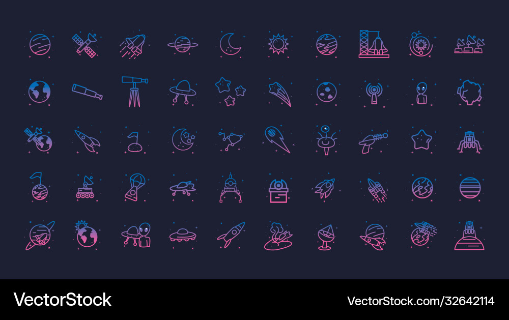 Space gradient style icon set design Space gradient style icon set design vector image