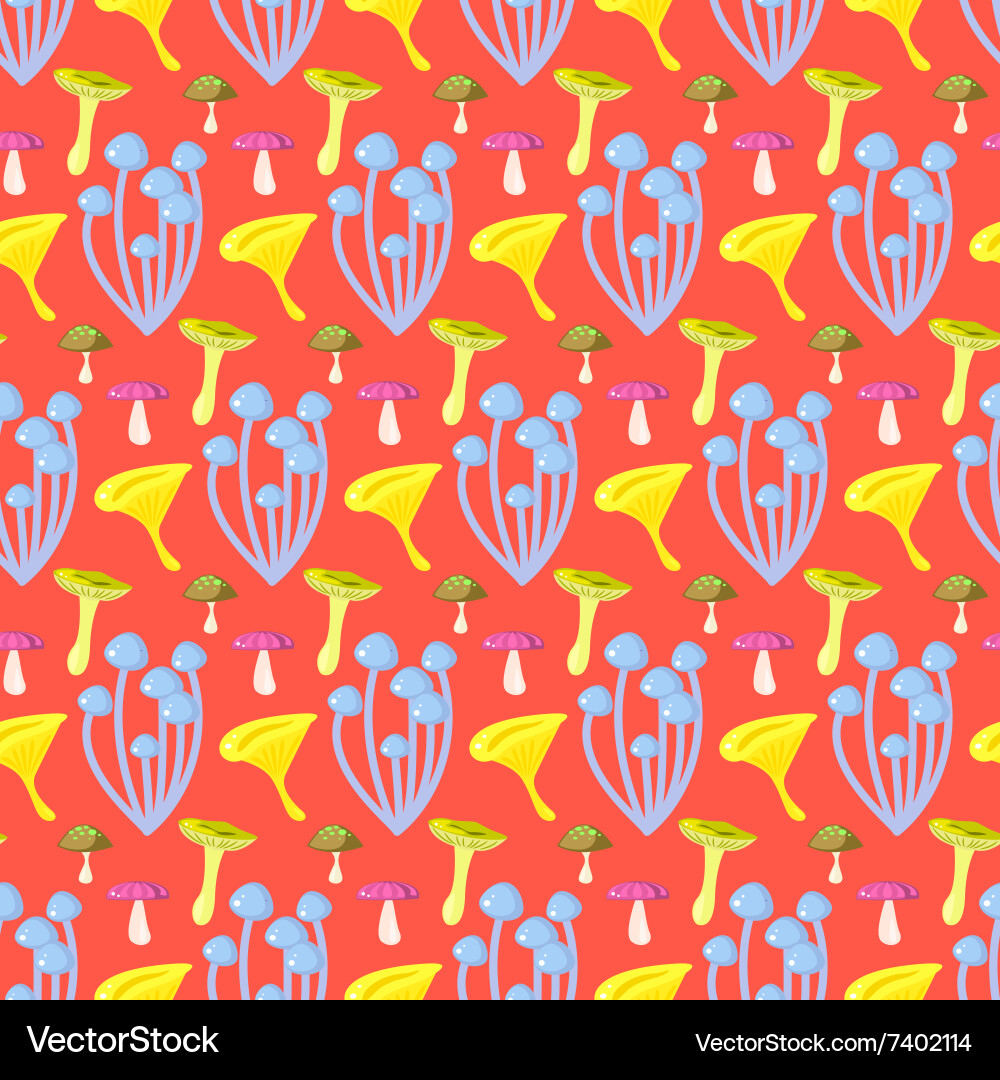 Spring forest mushroom seamless pattern vector image