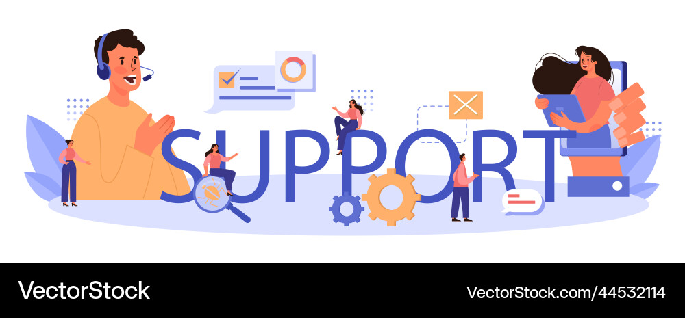 Support typographic header idea of web page Support typographic header idea of web page vector image