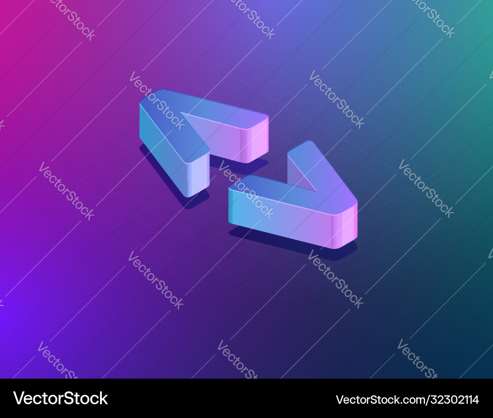 Tech Guillemets Font - Isometric Vector Image
