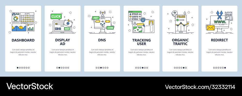 User activity tracking mobile app onboarding vector image