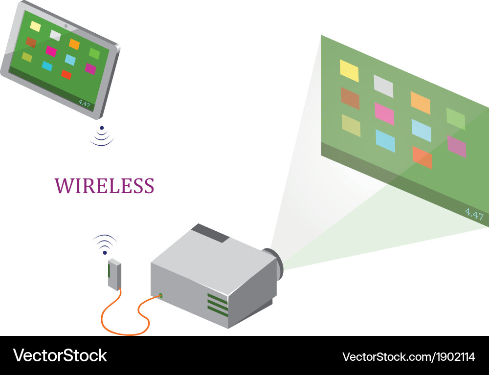 Wireless Tablet and Projector Display vector image