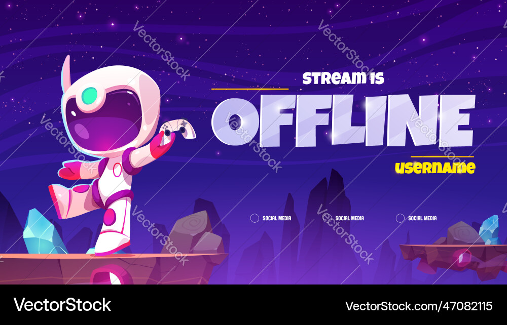 Background of video game stream with spaceman Background of video game stream with spaceman Vector Image