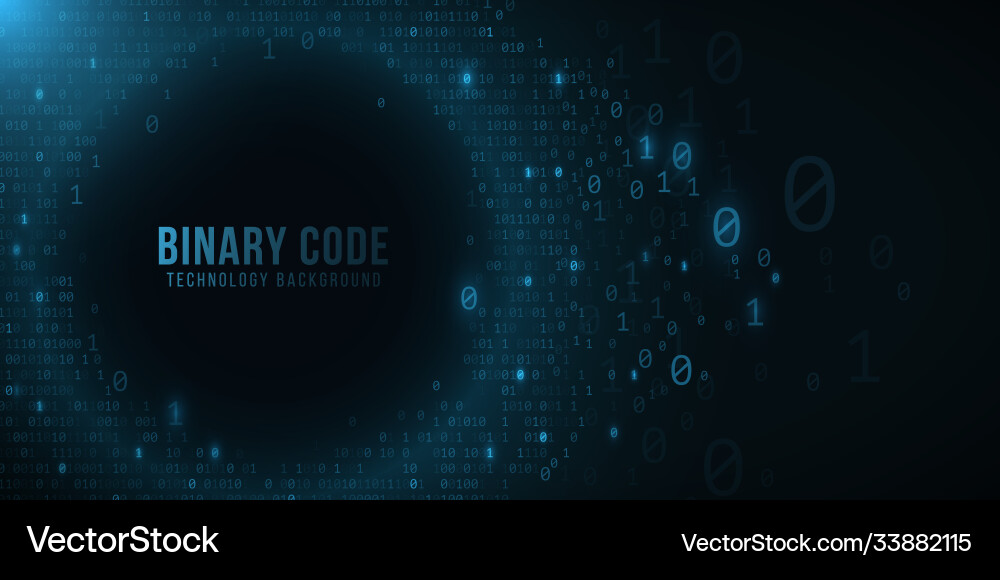 Binary code on a dark blue background hi-tech vector image
