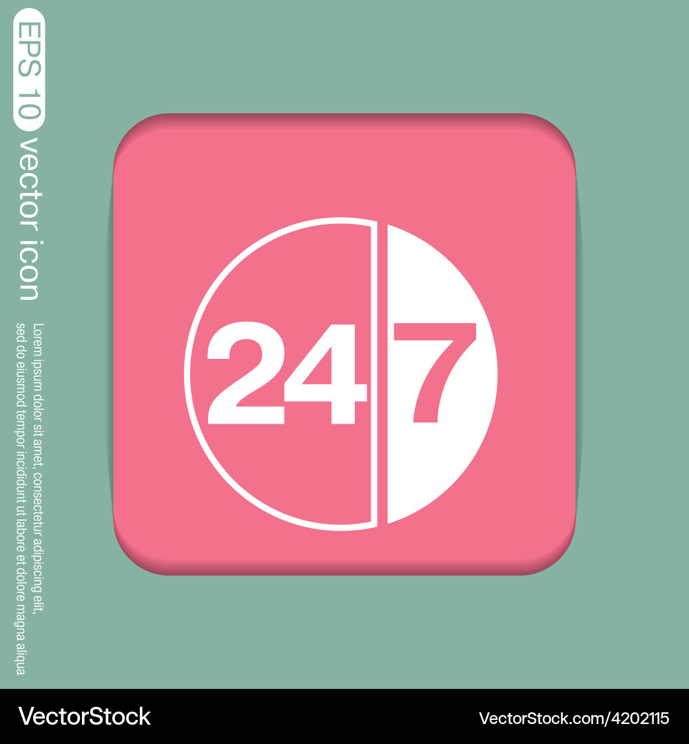 Character 24 7 open hours a day and days vector image