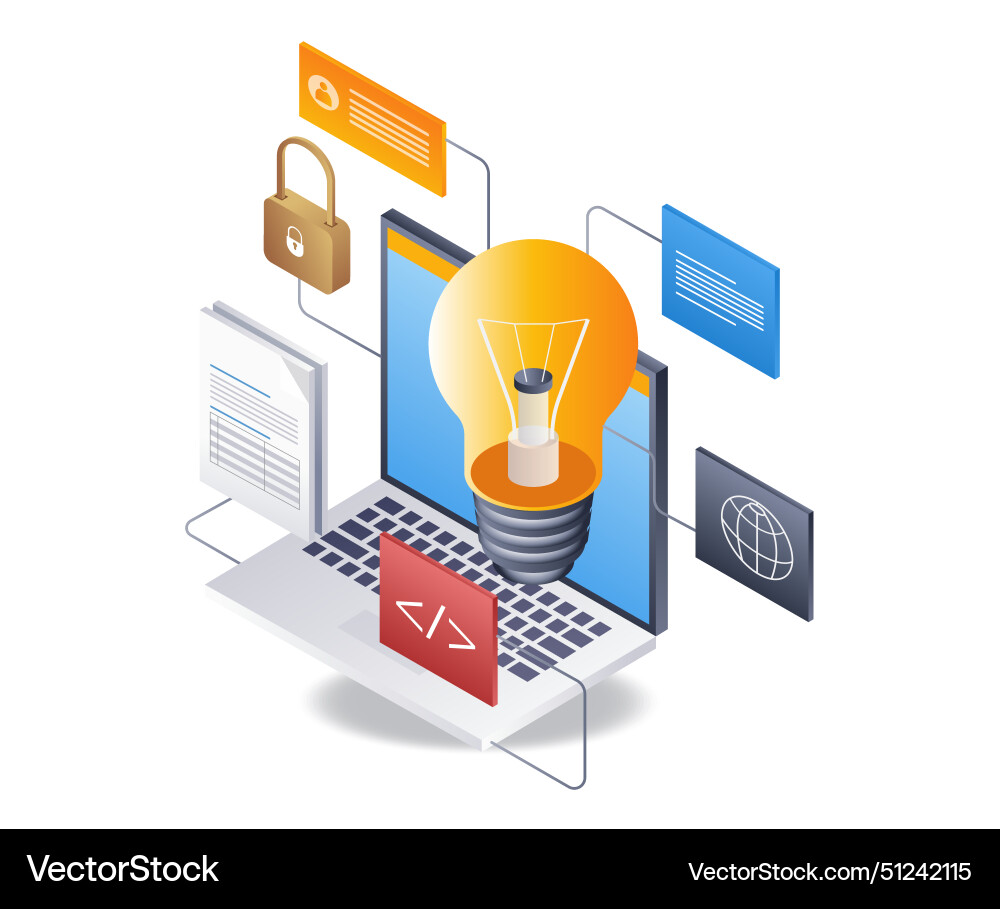 Computer-Anwendung Web-Entwickler Idee Vektorbild