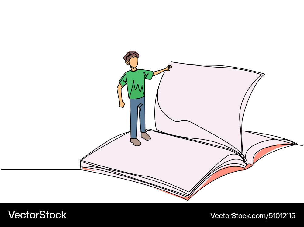 Continuous one line drawing man standing over Vector Image