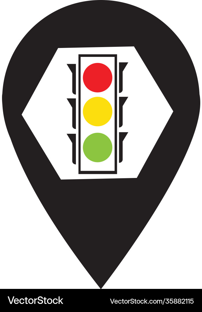Map pointer traffic light signal - icon Map pointer traffic light signal - icon Vector Image