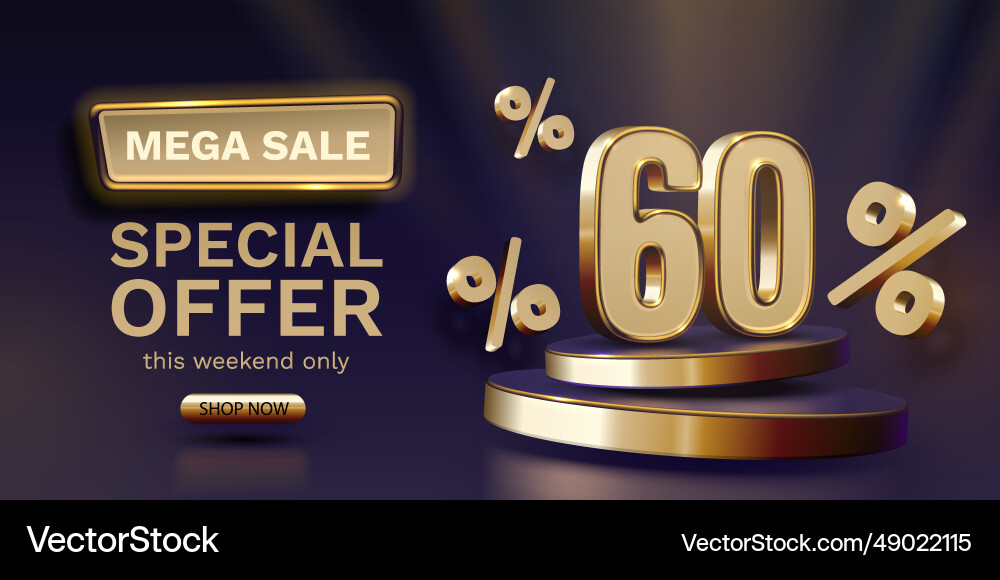 Mega Verkauf 60 Sonderangebot Banner gold sign Mega Verkauf 60 Sonderangebot Banner gold sign vektorbild