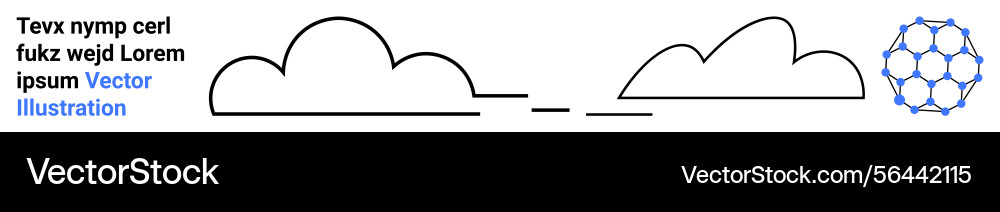 Minimalist clouds with hexagonal element Minimalist clouds with hexagonal element vector image