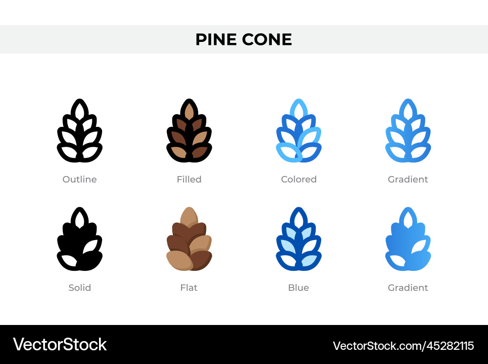 Pine cone icons in different style Pine cone icons in different style vector image