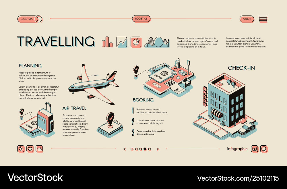 Reisedienstleistungen isometrische Infografiken Reisedienstleistungen isometrische Infografiken vektorbild