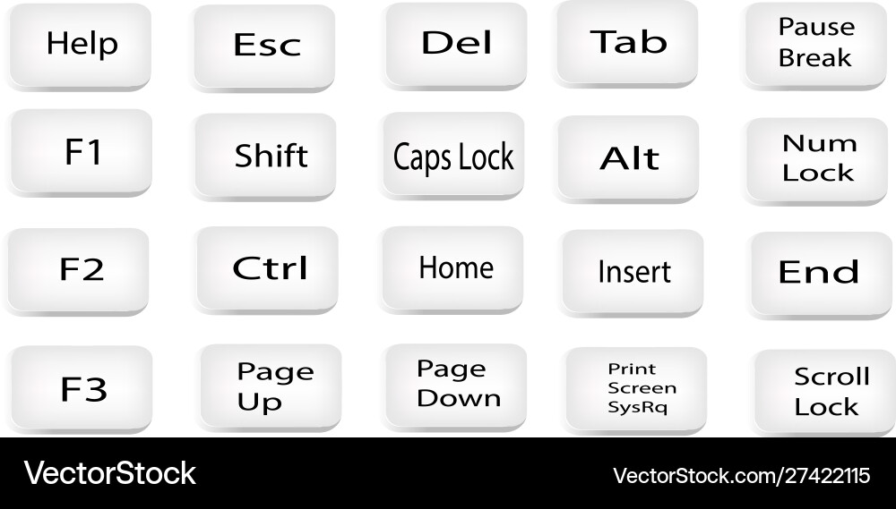 Set keyboard keysllustration on white background Set keyboard keysllustration on white background vector image