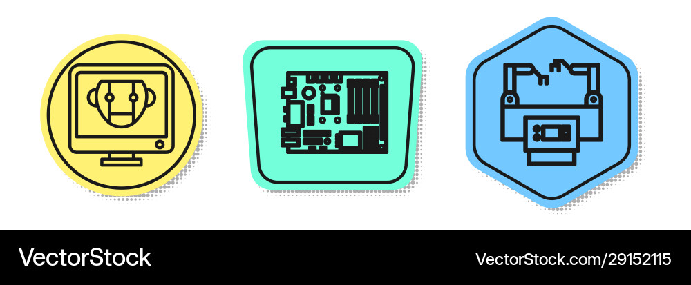 Set line bot electronic computer components Set line bot electronic computer components vector image