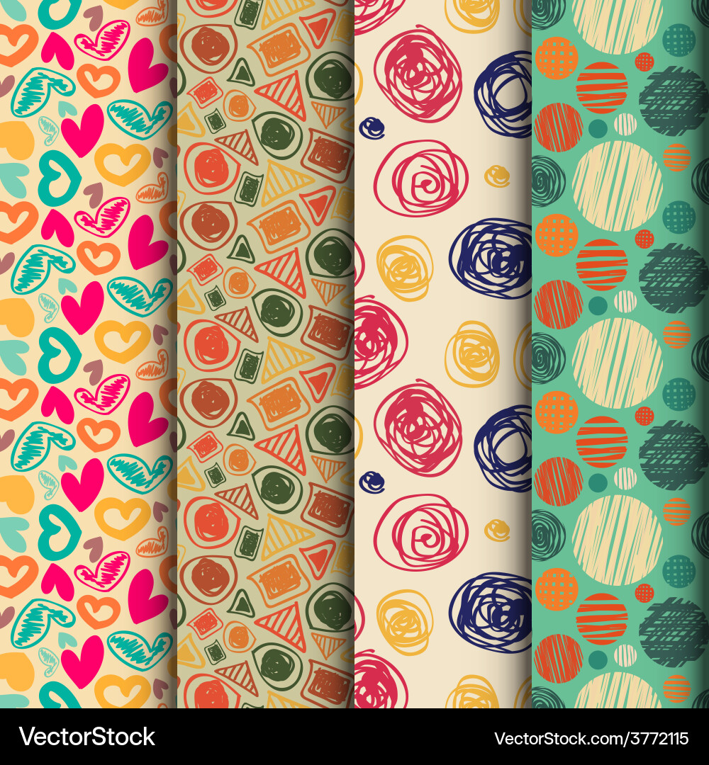 Set of seamless abstract pattern in retro style Vector Image