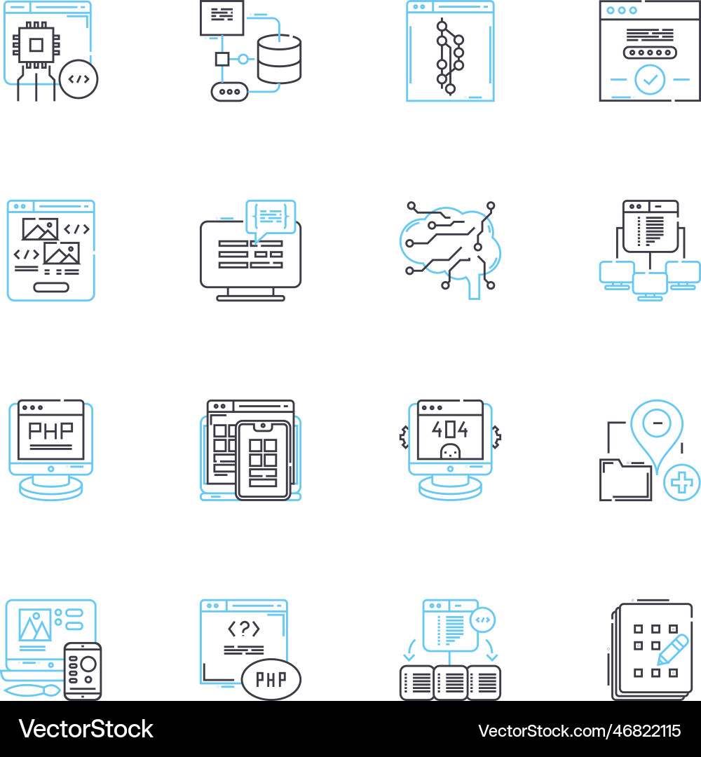 Smart Computing lineare Icons setzen Automatisierung Smart Computing lineare Icons setzen Automatisierung vektorbild